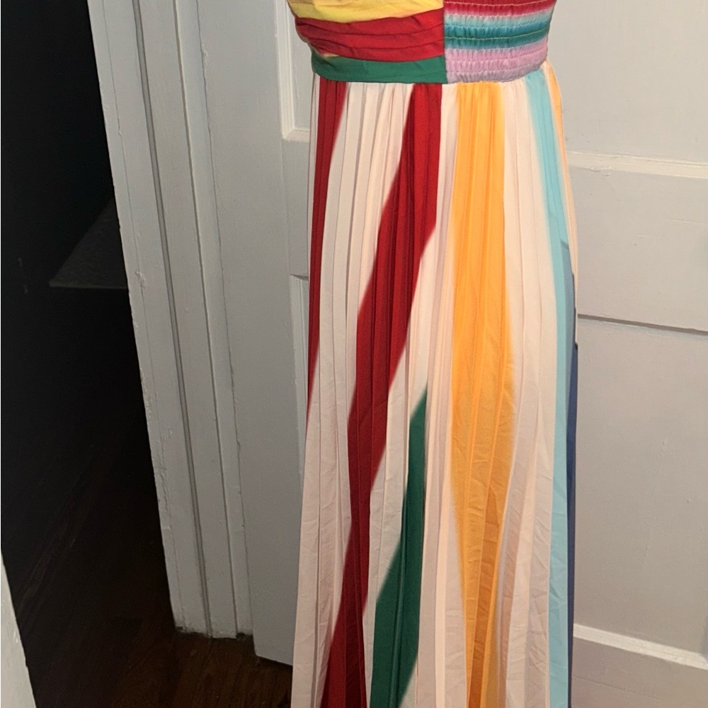 Womens Multicolor Strapless Maxi Dress by Flora size medium zips in back NWT - Picture 11 of 16